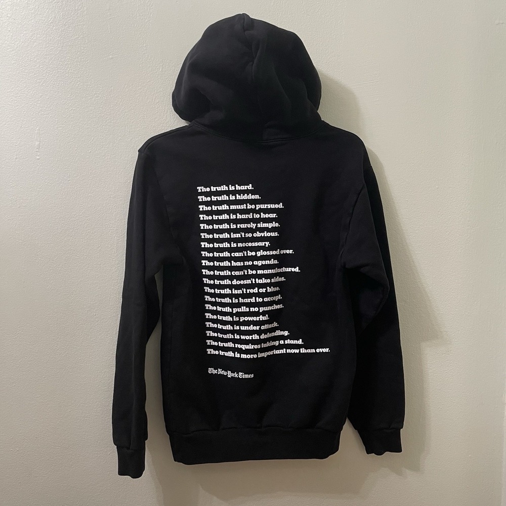The New York Times The Truth Hoodie Black Pullover Sweatshirt Size XS - Picture 9 of 10